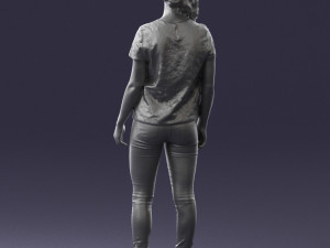 girl in white t-shirt 0186 Model 3D