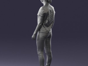 girl in white t-shirt 0186 Model 3D