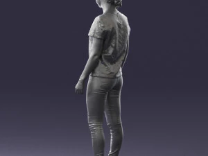000522 Casual Young Woman Standing Modern Female Character 3D Model