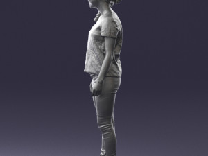 girl in white t-shirt 0186 Model 3D
