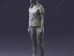 girl in white t-shirt 0186 Model 3D