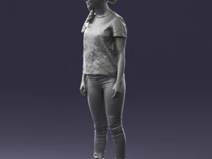 000522 Casual Young Woman Standing Modern Female Character 3D Model