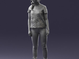 girl in white t-shirt 0186 Model 3D