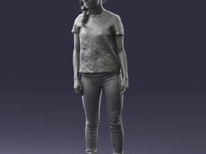000522 Casual Young Woman Standing Modern Female Character 3D Model