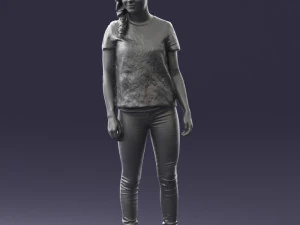 000522 Casual Young Woman Standing Modern Female Character 3D Model