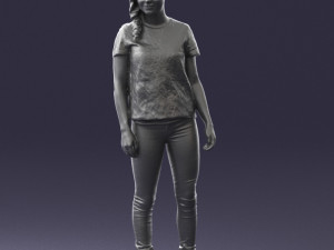 girl in white t-shirt 0186 Model 3D