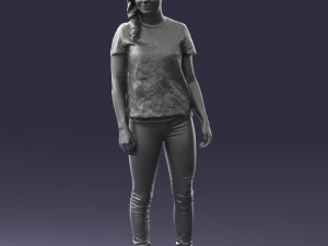 000522 Casual Young Woman Standing Modern Female Character 3D Model