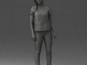 000522 Casual Young Woman Standing Modern Female Character 3D Model