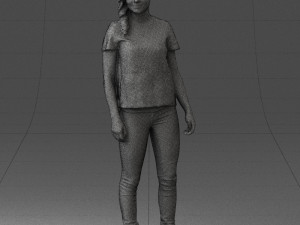 girl in white t-shirt 0186 Model 3D