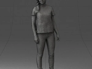 000522 Casual Young Woman Standing Modern Female Character 3D Model