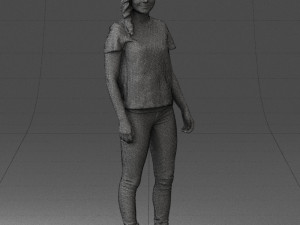 girl in white t-shirt 0186 Model 3D