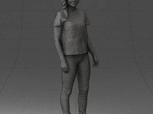 000522 Casual Young Woman Standing Modern Female Character 3D Model