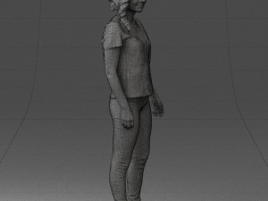 girl in white t-shirt 0186 Model 3D