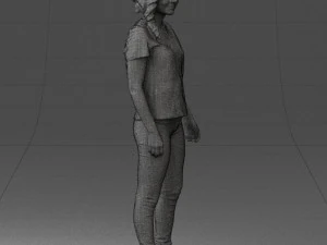 000522 Casual Young Woman Standing Modern Female Character 3D Model