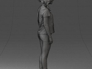 girl in white t-shirt 0186 Model 3D