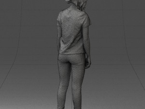 girl in white t-shirt 0186 Model 3D