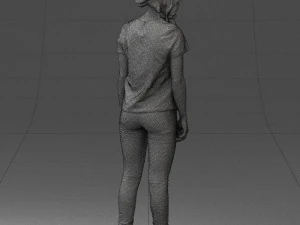 000522 Casual Young Woman Standing Modern Female Character 3D Model