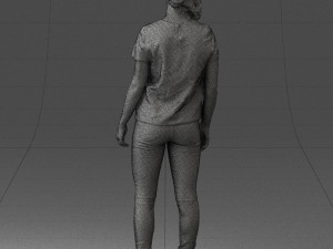 girl in white t-shirt 0186 Model 3D
