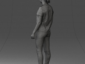 girl in white t-shirt 0186 Model 3D