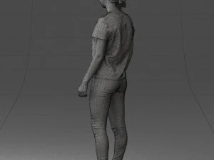 000522 Casual Young Woman Standing Modern Female Character 3D Model