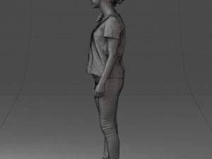 girl in white t-shirt 0186 Model 3D
