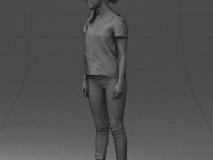 girl in white t-shirt 0186 Model 3D