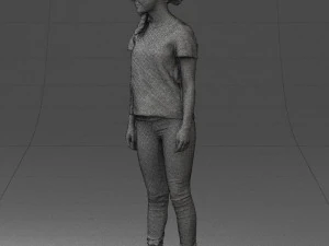 000522 Casual Young Woman Standing Modern Female Character 3D Model