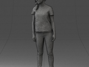 girl in white t-shirt 0186 Model 3D
