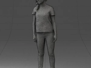 000522 Casual Young Woman Standing Modern Female Character 3D Model