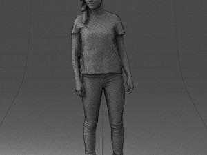 girl in white t-shirt 0186 Model 3D