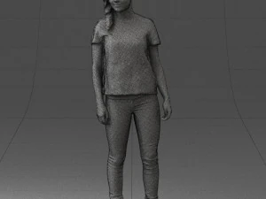 000522 Casual Young Woman Standing Modern Female Character 3D Model
