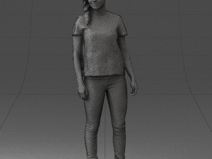 girl in white t-shirt 0186 Model 3D