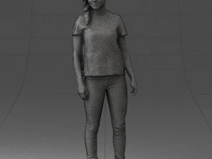 000522 Casual Young Woman Standing Modern Female Character 3D Model
