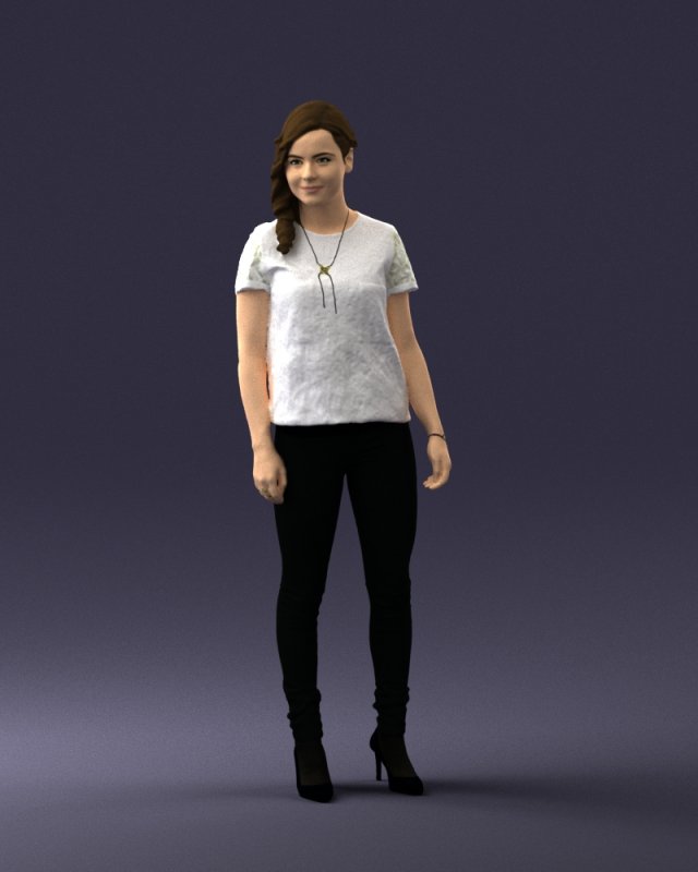 girl in white t-shirt 0186 3d print ready Model do druku 3D .c4d .max .obj .3ds .fbx .stl .blend