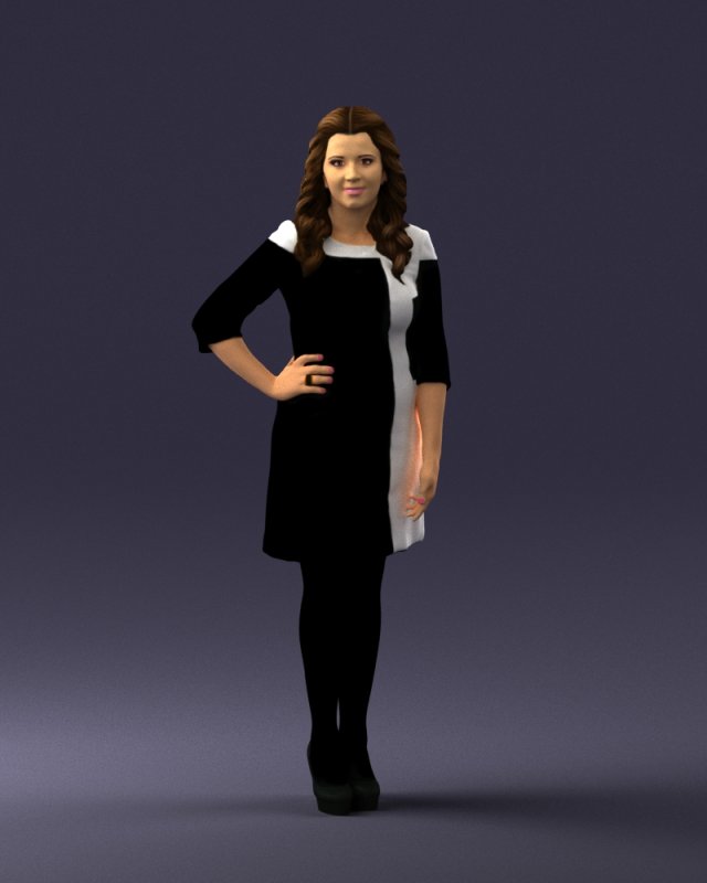 woman in dress 0190 3D Модель .c4d .max .obj .3ds .fbx .stl .blend 
