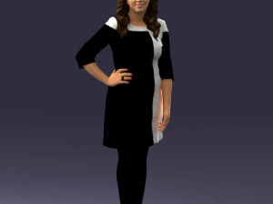 000526 Stylish Woman in Black and White Dress Modern Female Character 3d print ready 3D Print Model