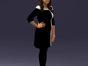 000526 Stylish Woman in Black and White Dress Modern Female Character 3d print ready 3D Print Model