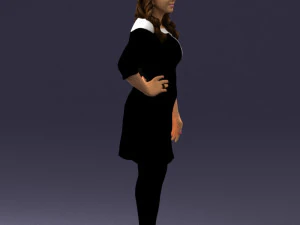 000526 Stylish Woman in Black and White Dress Modern Female Character 3d print ready 3D Print Model