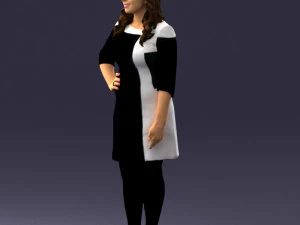 000526 Stylish Woman in Black and White Dress Modern Female Character 3d print ready 3D Print Model