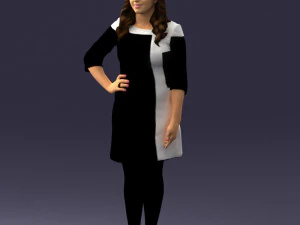 000526 Stylish Woman in Black and White Dress Modern Female Character 3d print ready 3D Print Model
