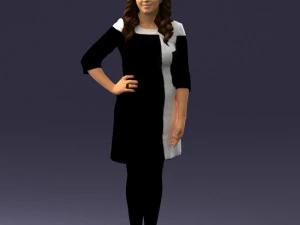 000526 Stylish Woman in Black and White Dress Modern Female Character 3d print ready 3D Print Model