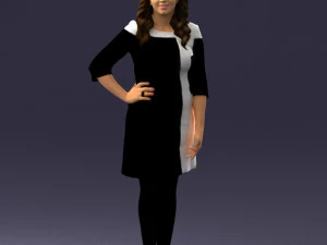 000526 Stylish Woman in Black and White Dress Modern Female Character 3d print ready 3D Print Model