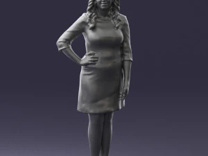 000526 Stylish Woman in Black and White Dress Modern Female Character 3d print ready 3D Print Model