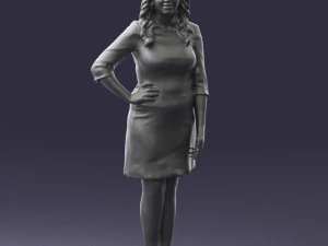 000526 Stylish Woman in Black and White Dress Modern Female Character 3d print ready 3D Print Model