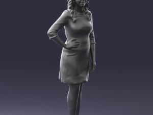 000526 Stylish Woman in Black and White Dress Modern Female Character 3d print ready 3D Print Model
