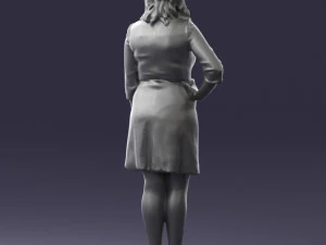 000526 Stylish Woman in Black and White Dress Modern Female Character 3d print ready 3D Print Model