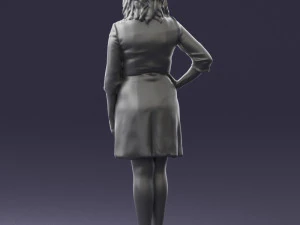 000526 Stylish Woman in Black and White Dress Modern Female Character 3d print ready 3D Print Model