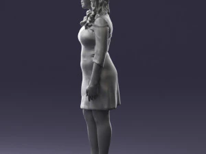 000526 Stylish Woman in Black and White Dress Modern Female Character 3d print ready 3D Print Model