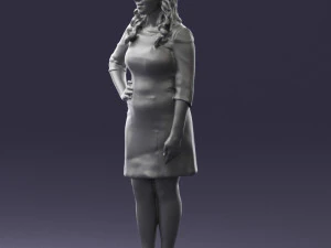 000526 Stylish Woman in Black and White Dress Modern Female Character 3d print ready 3D Print Model