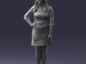 000526 Stylish Woman in Black and White Dress Modern Female Character 3d print ready 3D Print Model